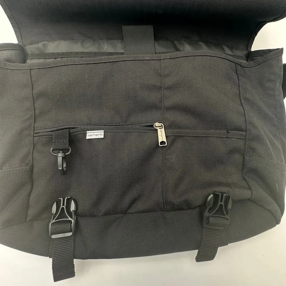 Carhartt RipStop Messenger Bag Black EUC Water Repellent Laptop Sleeve CB02734